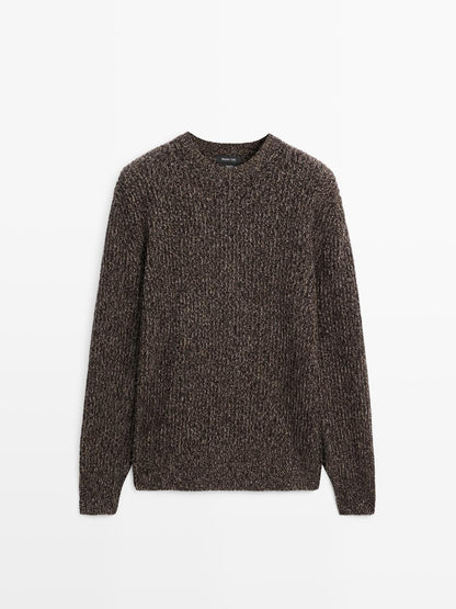 Crew neck sweater in 100% wool
