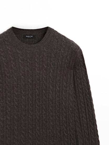 Cable-knit sweater with crew neck