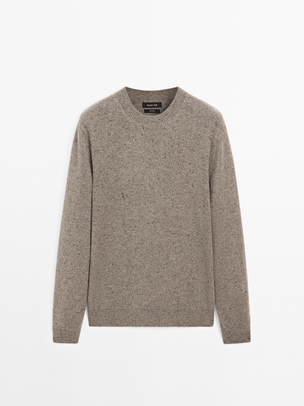 100% wool knit crew neck sweater