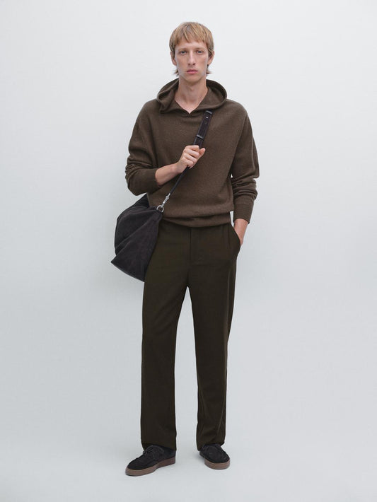 Knit sweater with hood