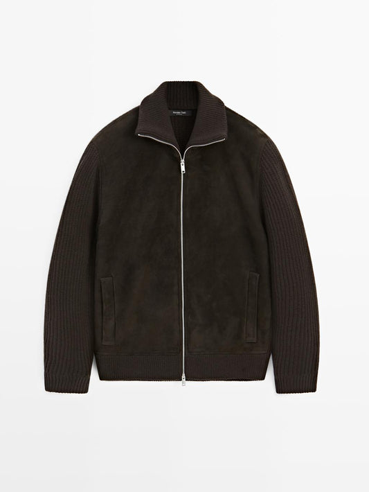 Contrast mock neck jacket
