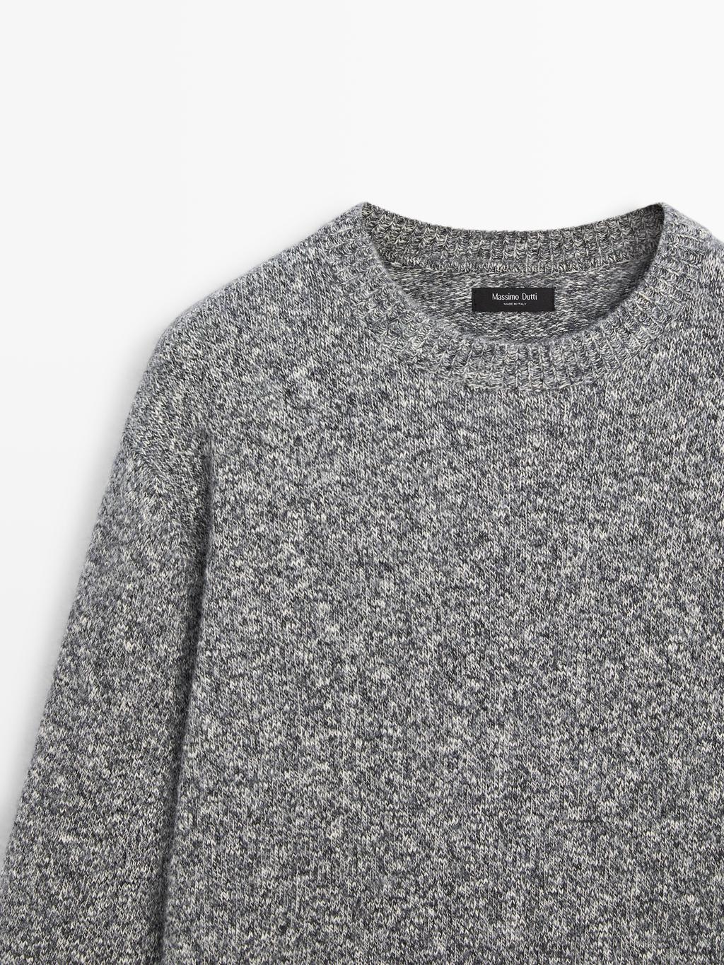 Knit mouline cotton and wool sweater