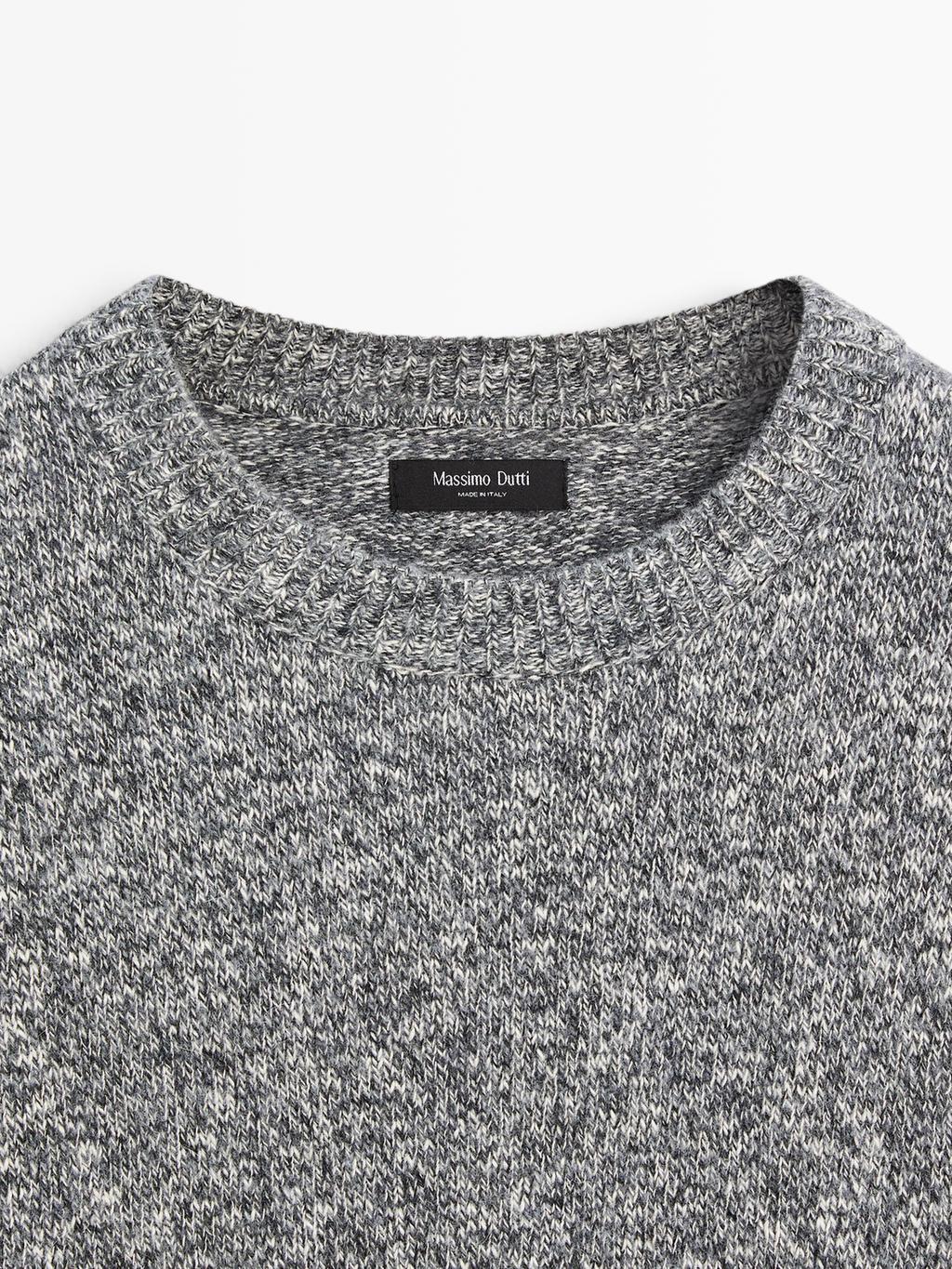 Knit mouline cotton and wool sweater