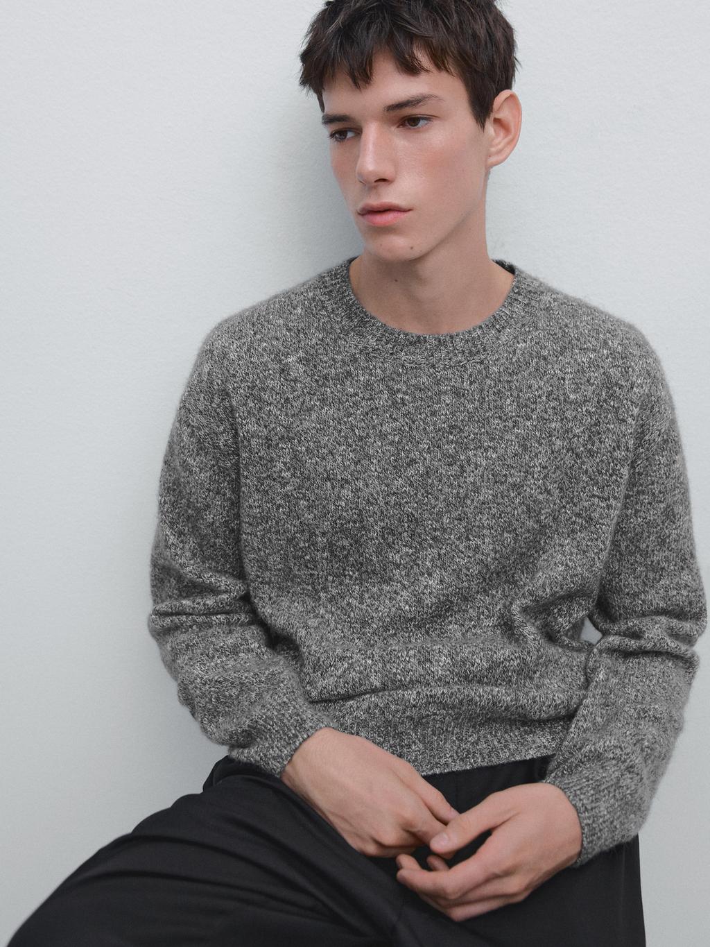 Knit mouline cotton and wool sweater