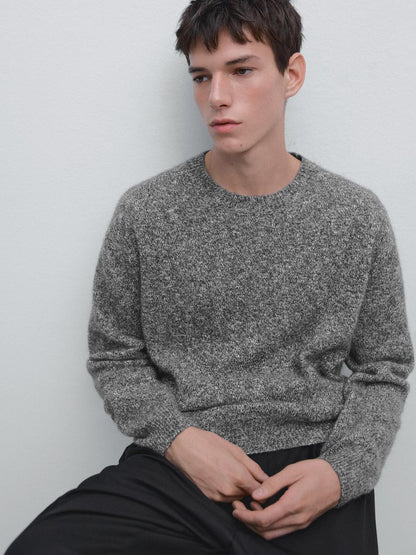 Knit mouline cotton and wool sweater