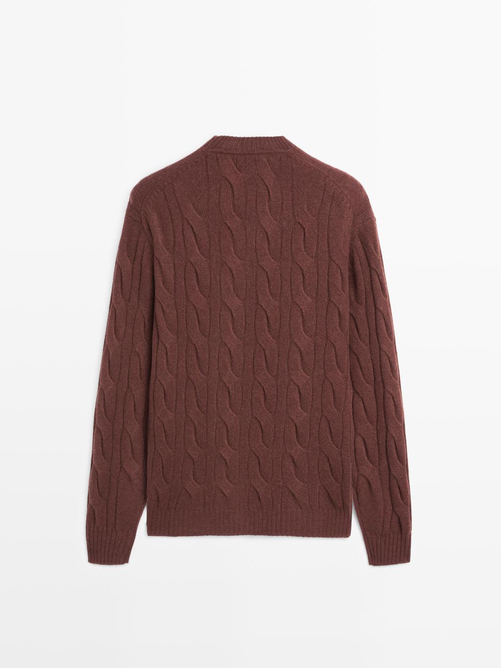 Cable-knit wool blend sweater