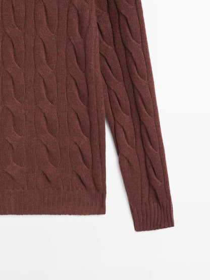 Cable-knit wool blend sweater