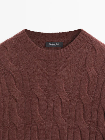 Cable-knit wool blend sweater