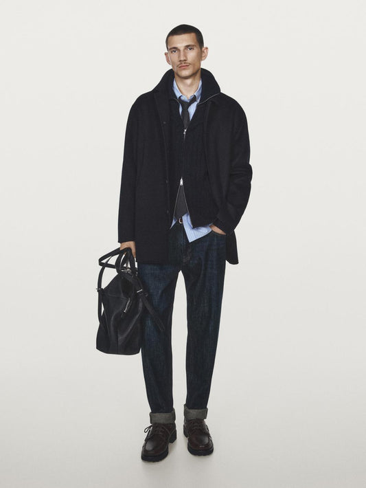 Double wool blend coat