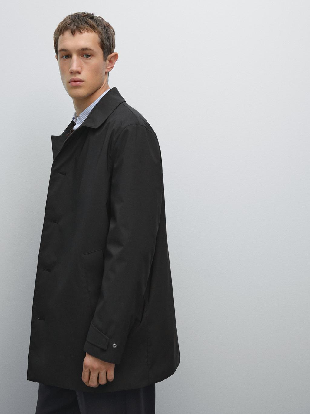 Water-repellent fabric trench coat