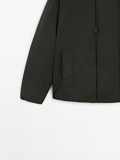 Short puffer parka in a feather and down blend