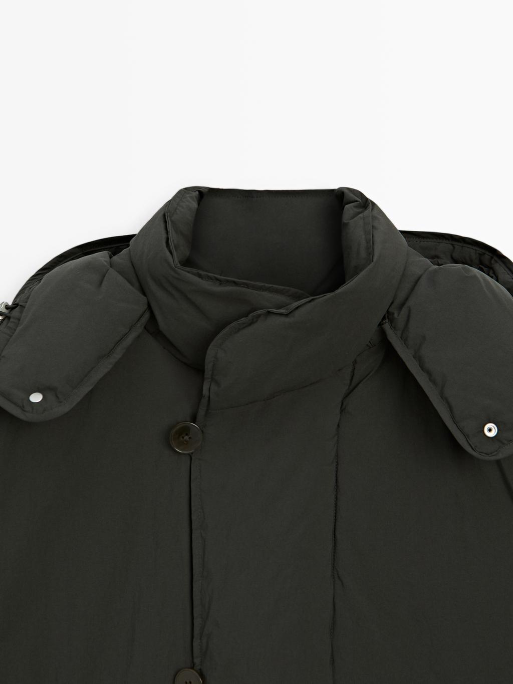 Short puffer parka in a feather and down blend