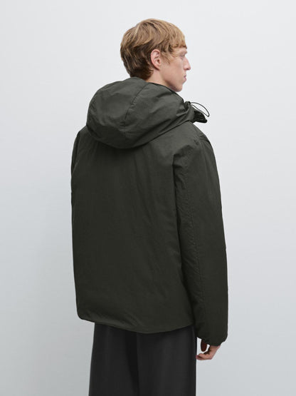 Short puffer parka in a feather and down blend