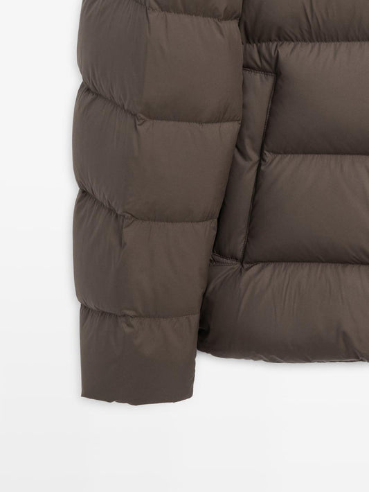 Water-repellent hooded puffer jacket