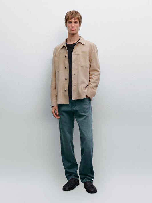 Suede leather overshirt