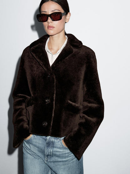 Short mouton jacket with fur