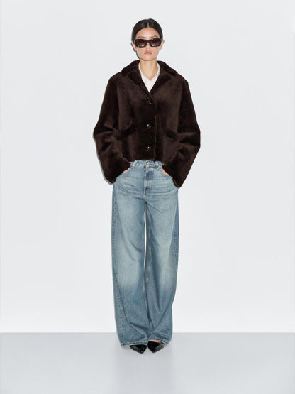 Short mouton jacket with fur