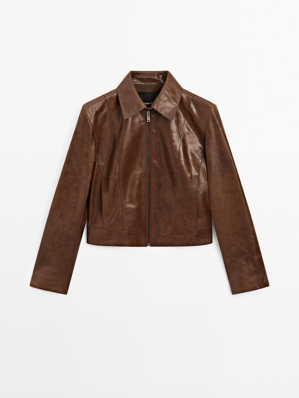 Short nappa leather jacket