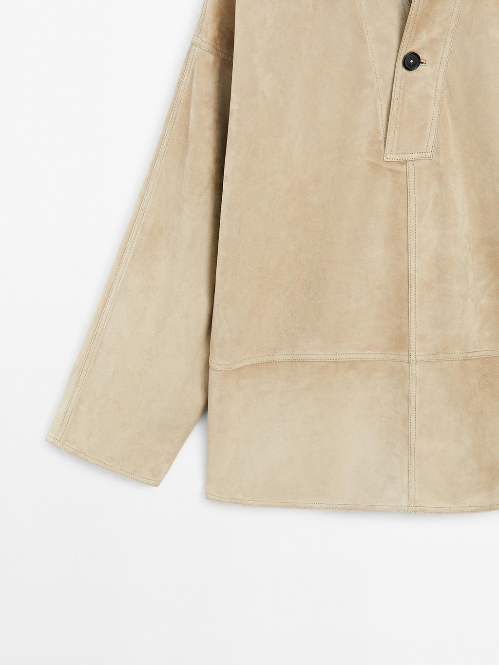 Wide suede leather blouse