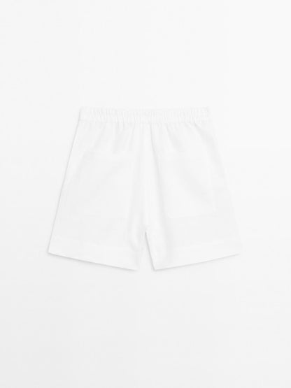 100% linen short Bermuda shorts