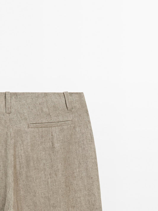 Linen blend darted trousers
