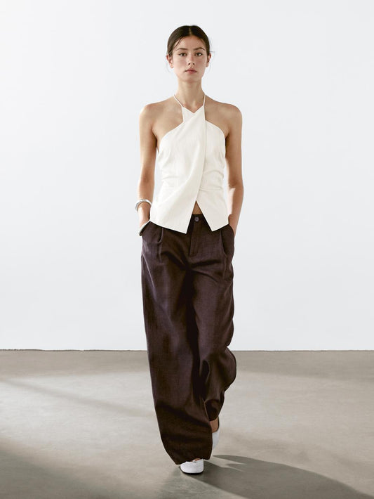 100% linen relaxed fit trousers