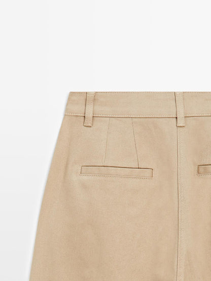 Wide-leg darted trousers