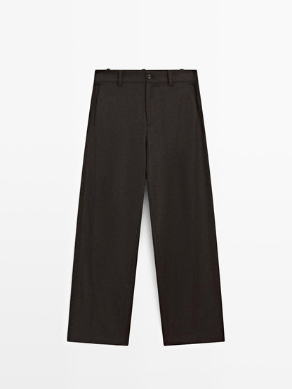 Wool blend flannel trousers