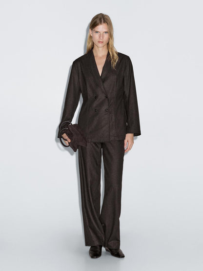 Wool blend flannel trousers