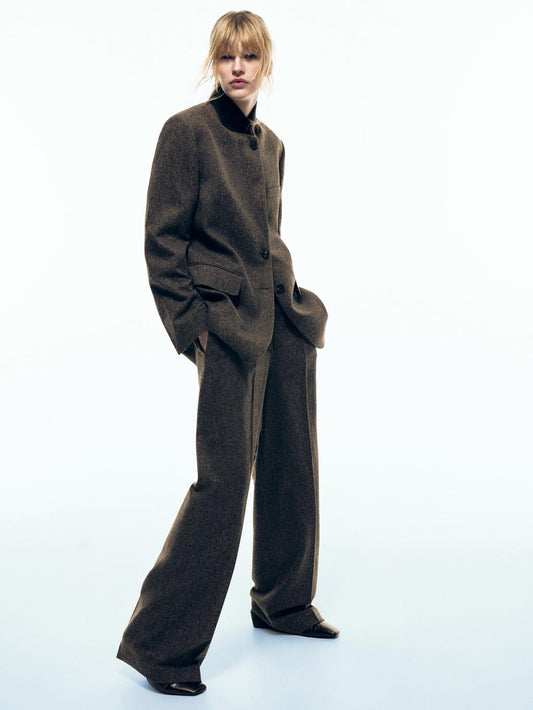 Knickerbocker yarn effect suit trousers