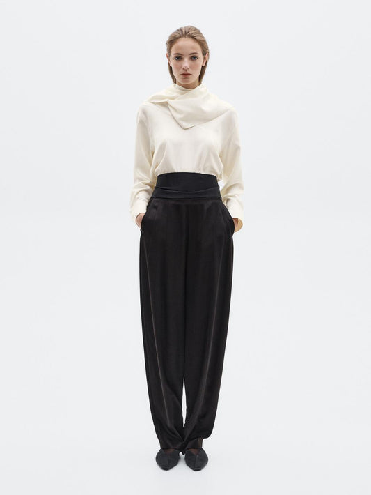 Silk blend blouse with tie detail - LIMITED