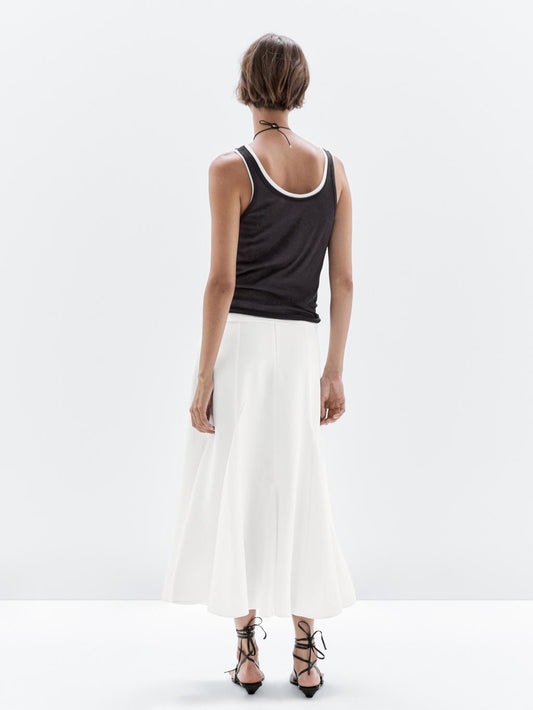 Godet midi skirt with seam details