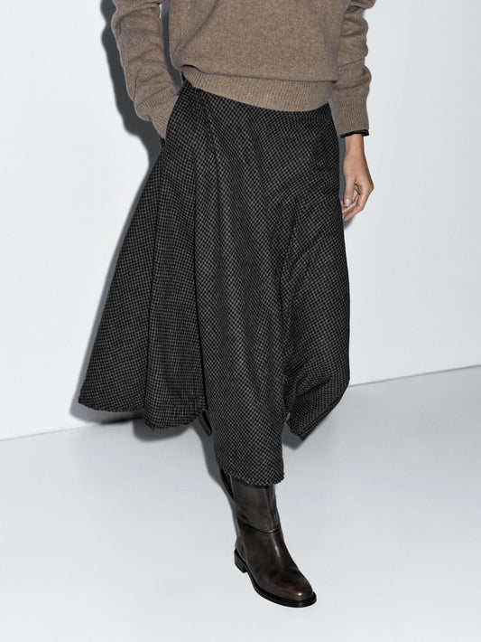 Gingham flared midi skirt