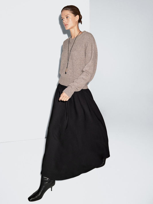 Flared midi skirt with elasticated waistband