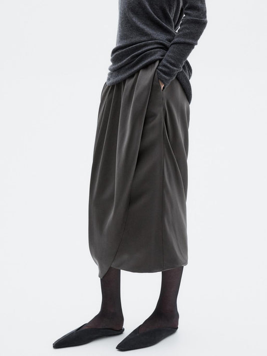 Draped 100% silk midi skirt - LIMITED