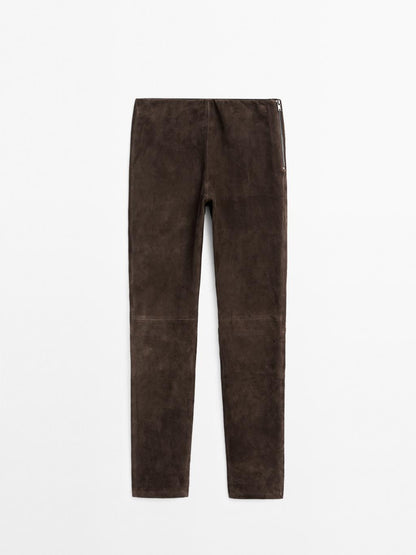 Suede leather leggings