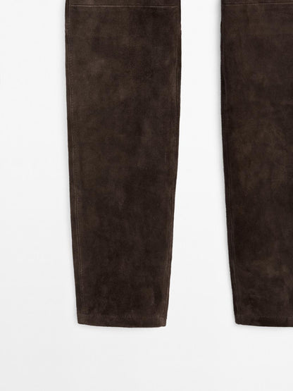 Suede leather leggings