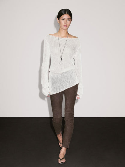 Suede leather leggings