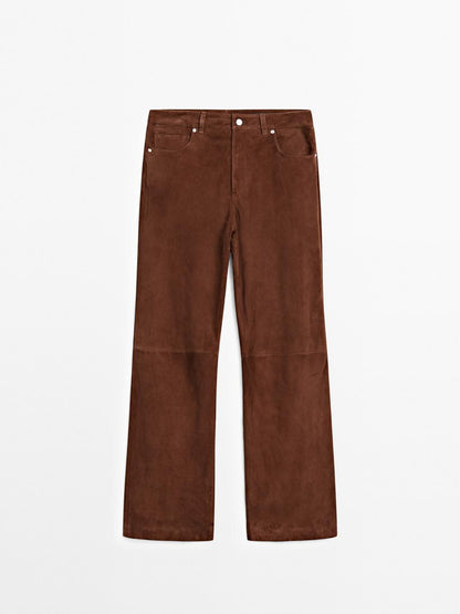 Suede leather trousers