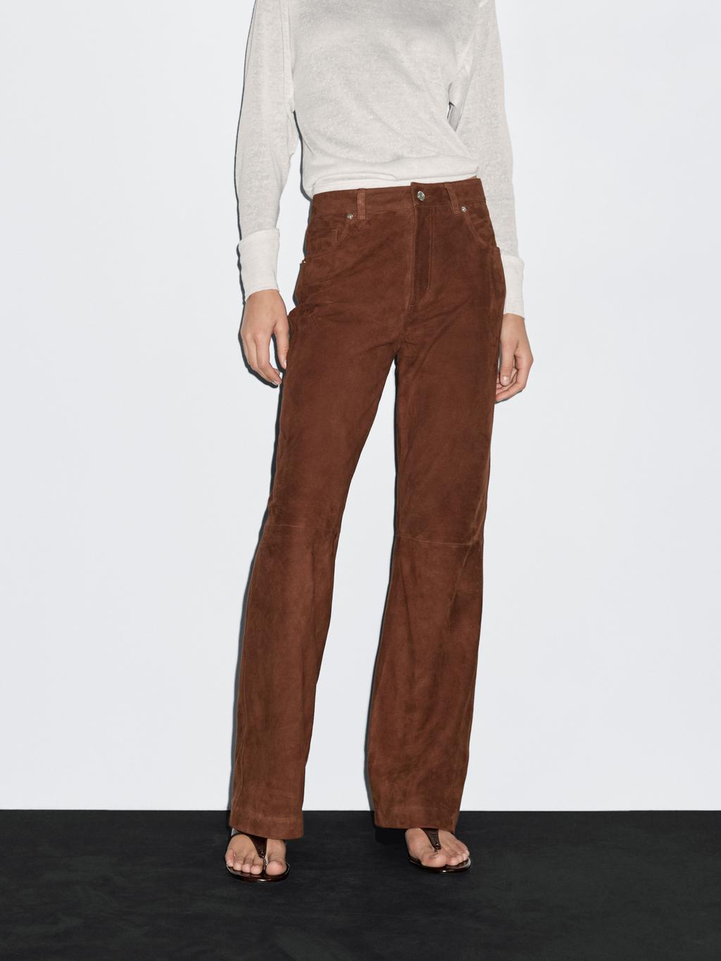 Suede leather trousers