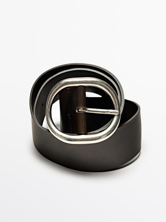 Wide nappa leather belt