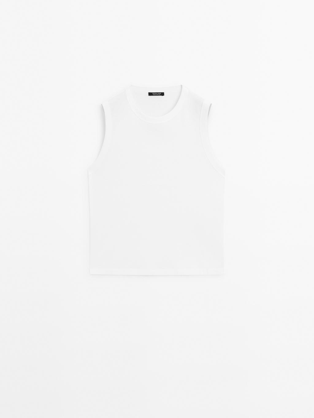 Mercerised cotton crew neck T-shirt