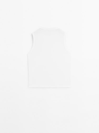 Mercerised cotton crew neck T-shirt