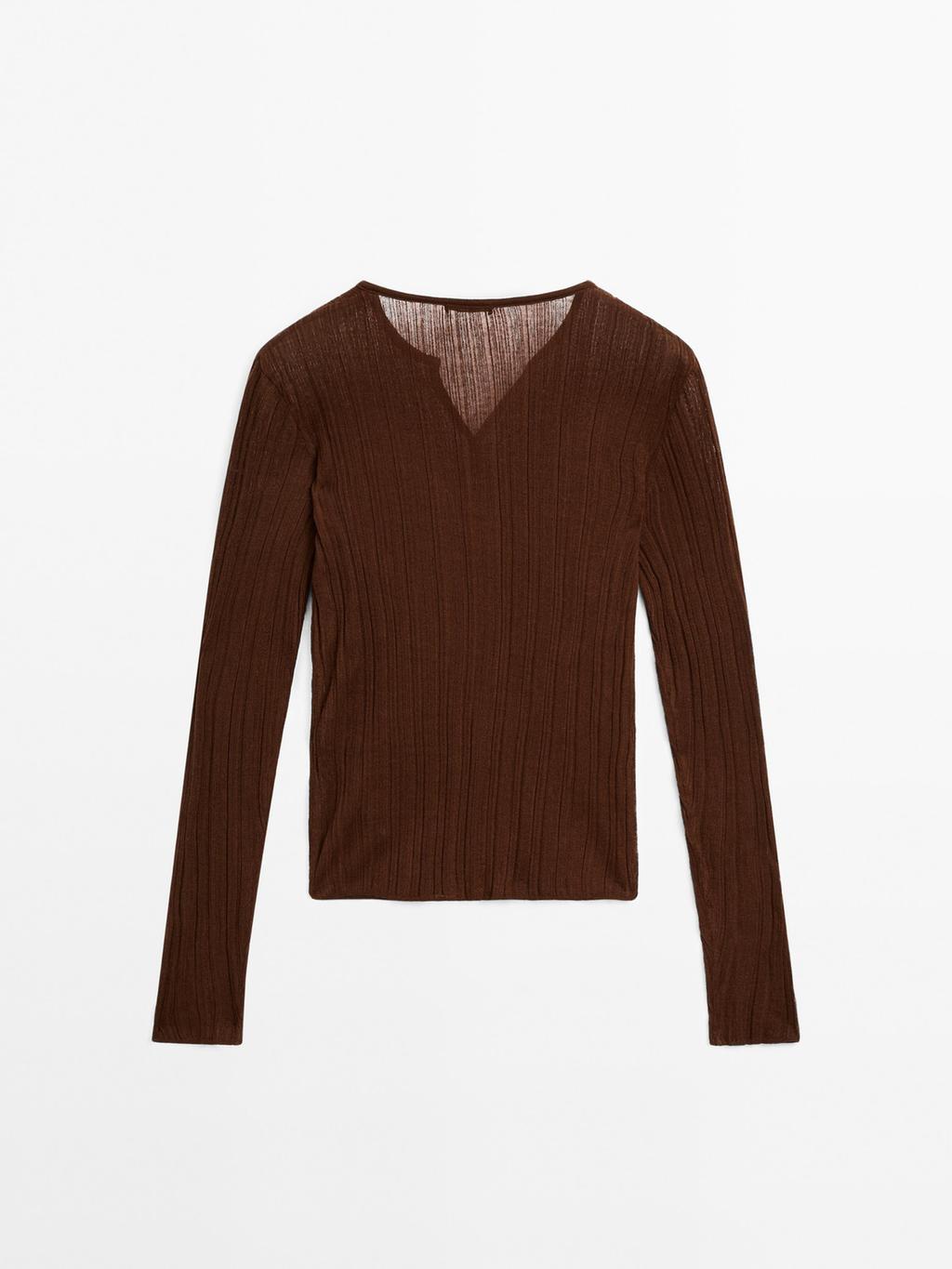 Long sleeve ribbed T-shirt