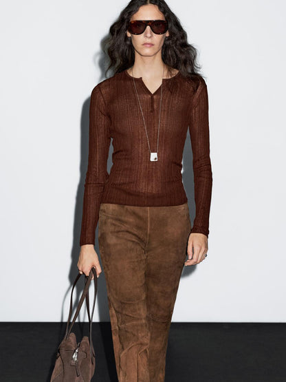 Long sleeve ribbed T-shirt