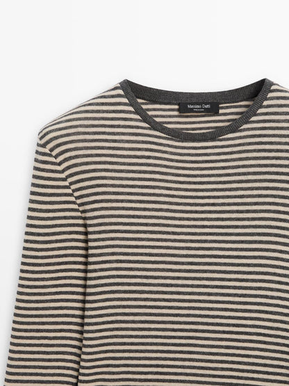 Long-sleeve cotton blend T-shirt