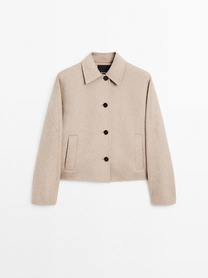 Cropped wool blend jacket