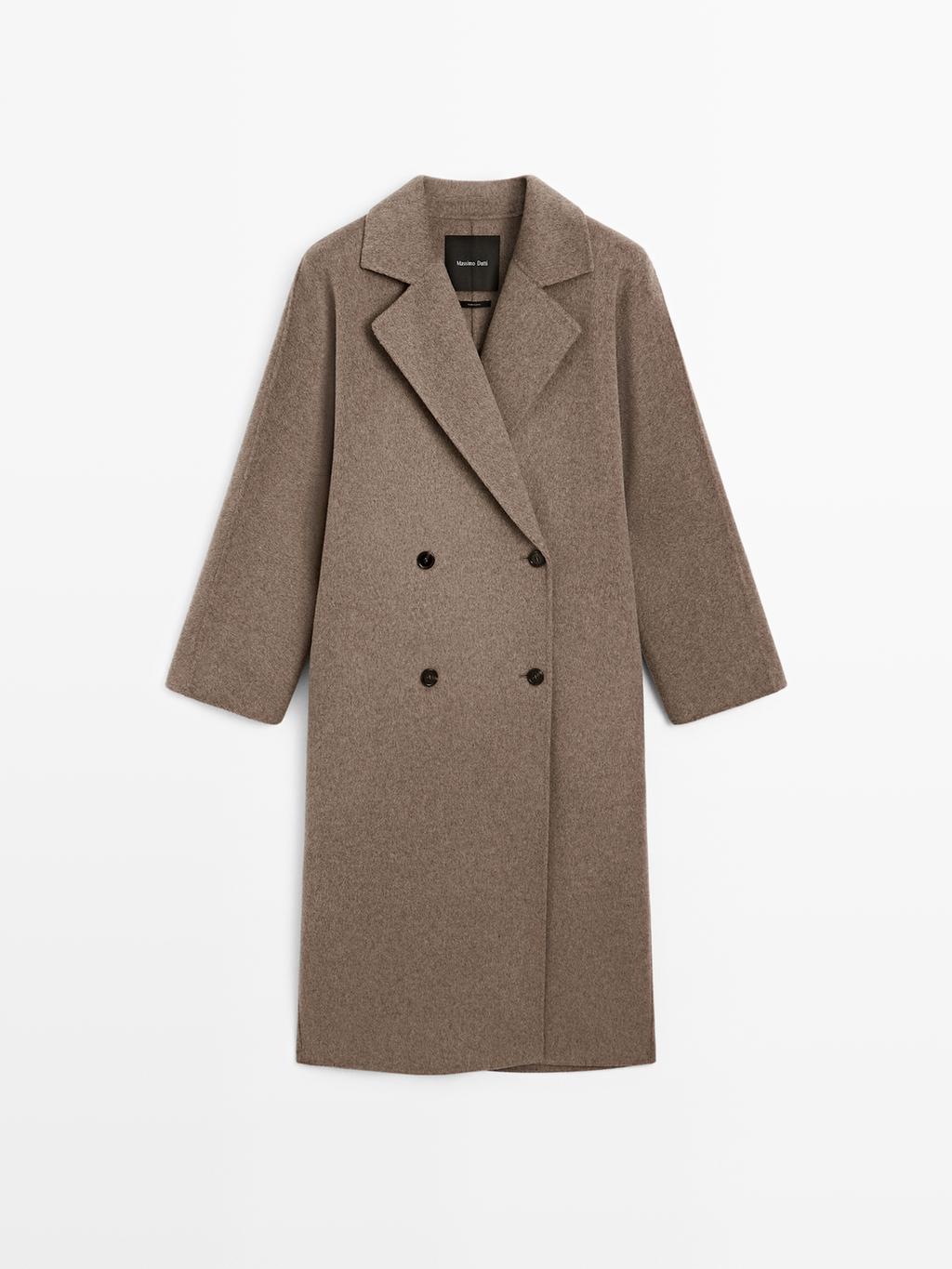 Long wool blend double-breasted coat
