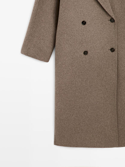Long wool blend double-breasted coat