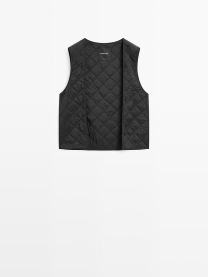 Long water-repellent trench coat with inner waistcoat